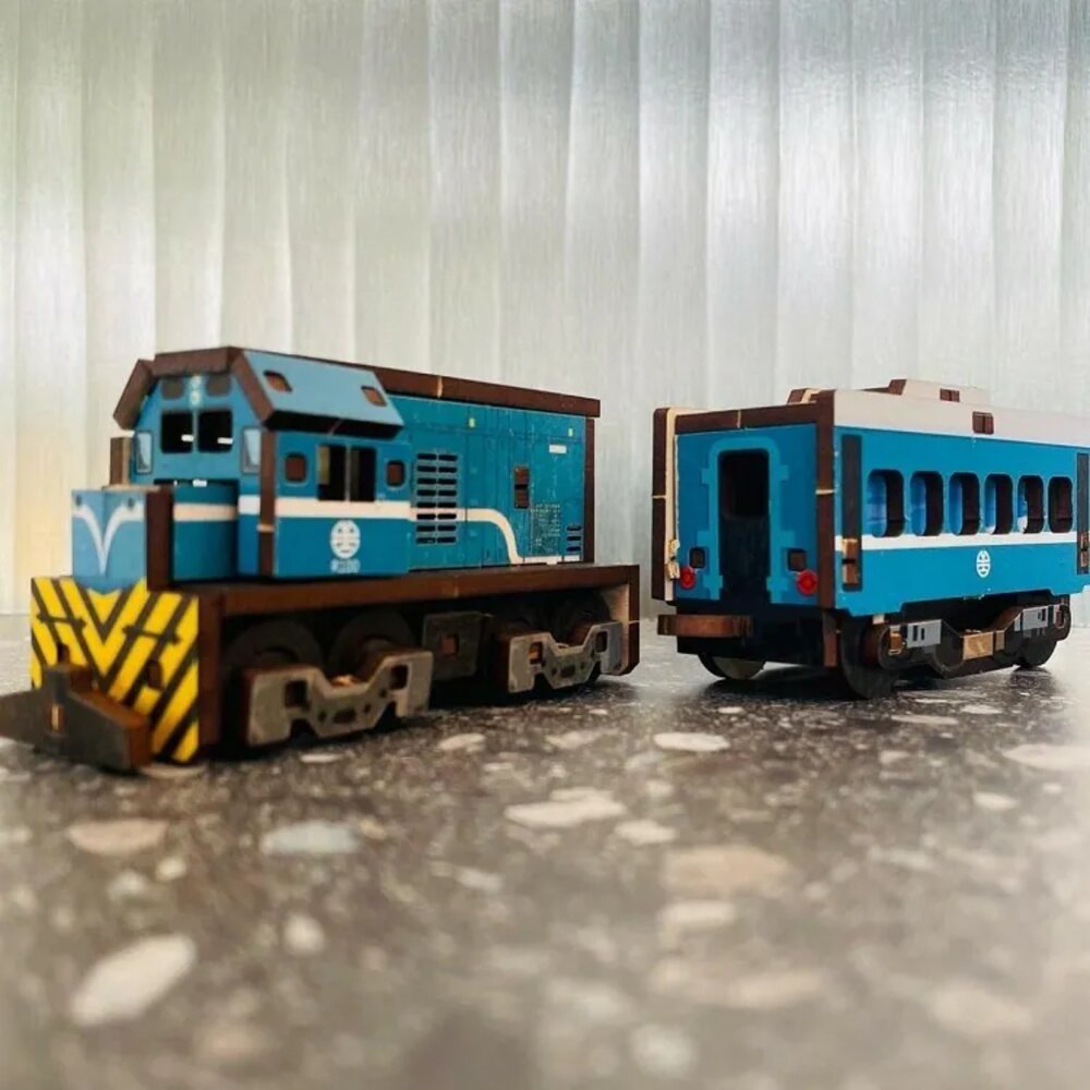 台鐵藍皮解憂號 列車立體組合拼木 DIY立體木質Q版模型 可無限連接延伸 官方授權銷售商店 TR台灣鐵道-圖片-2