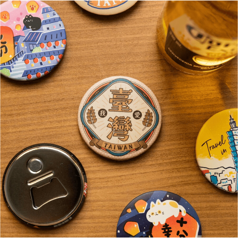 開瓶器冰箱貼 馬口鐵開瓶器 磁吸冰箱貼 圓形開瓶器 台灣紀念品 猴子設計 TR台灣鐵道-圖片-2