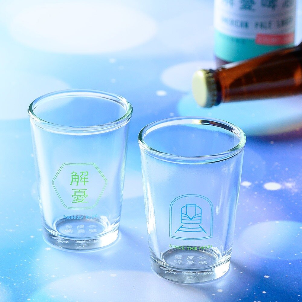 24374153843-台鐵藍皮解憂號 X 春池玻璃 雙宿雙醉啤酒杯2入組 MIT台灣製造 藍皮解憂 煩惱拋開 官方授權銷售商店 TR台灣鐵道