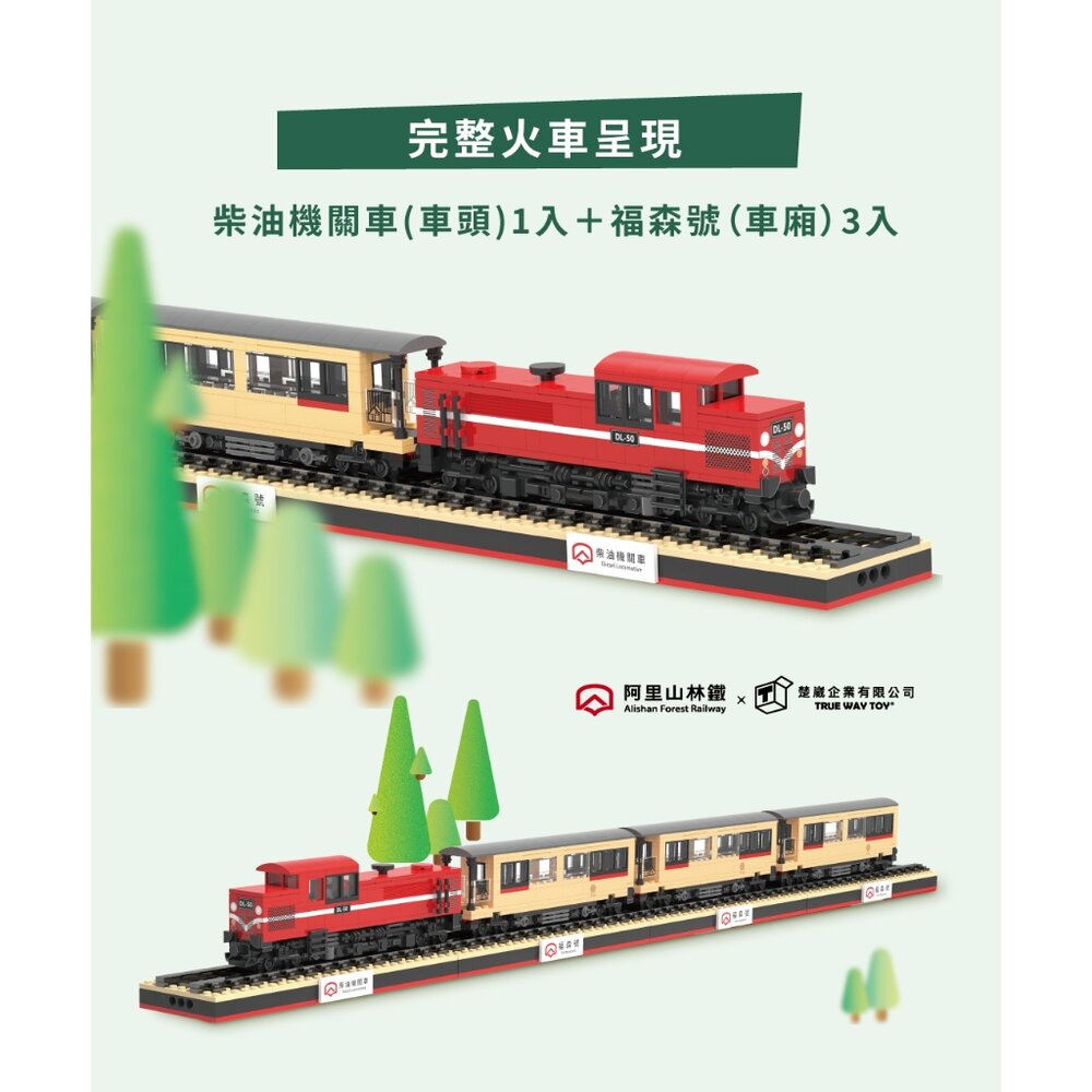 24673628030-阿里山林鐵積木 柴油機關車 福森號 台灣火車積木 官方授權 TRUE WAY TOY | TR台灣鐵道