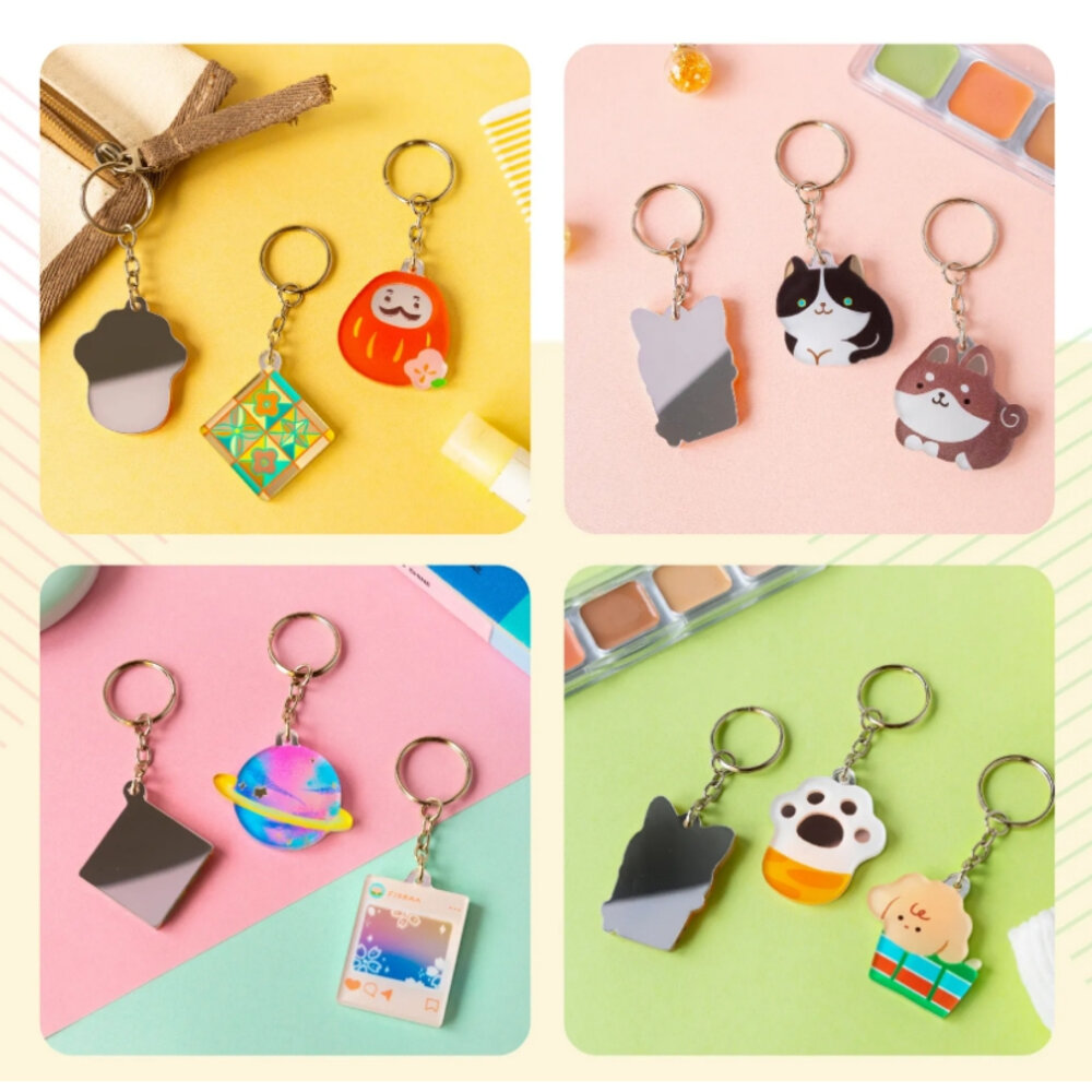 小鏡子鑰匙圈 吊飾鑰匙圈 迷你鏡子 攜帶方便 安全耐用耐摔 猴子設計 TR台灣鐵道-圖片-2