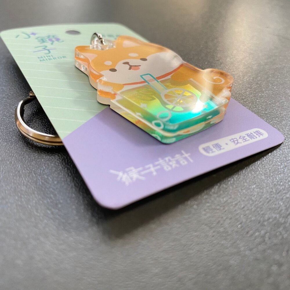 小鏡子鑰匙圈 吊飾鑰匙圈 迷你鏡子 攜帶方便 安全耐用耐摔 猴子設計 TR台灣鐵道-圖片-4