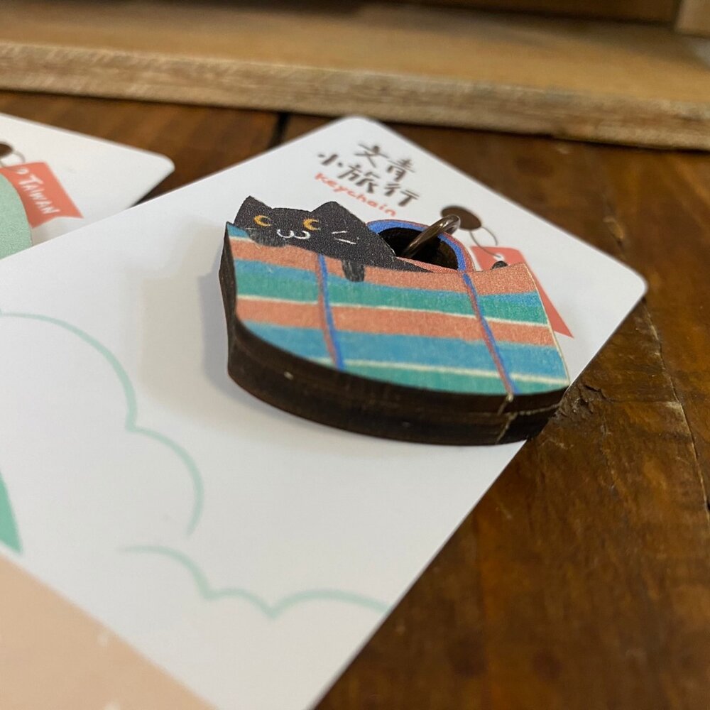 木鑰匙圈 手繪插畫 木紋質感 木質吊飾 木製鑰匙圈 印刻鑰匙圈 猴子設計 TR台灣鐵道-圖片-2