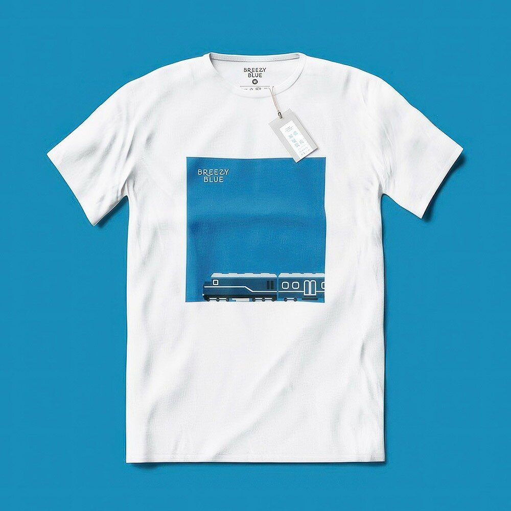 台鐵藍皮解憂號 Breezy Blue 列車T恤 MIT台灣製造 藍天 大海 藍皮列車 官方授權銷售商店 TR台灣鐵道-圖片-1