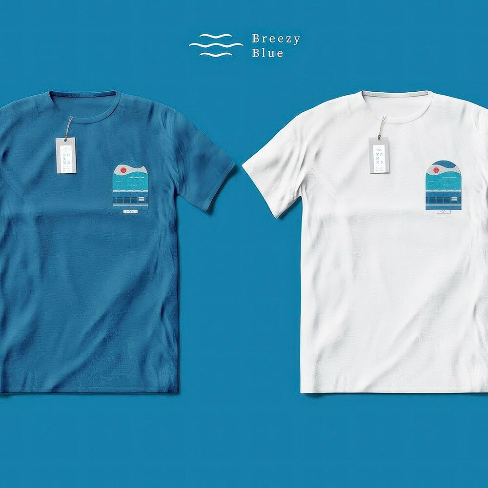 台鐵藍皮解憂號 Breezy Blue 藍海刺繡T恤 MIT台灣製造 藍天 大海 火車 官方授權銷售商店 TR台灣鐵道-圖片-1