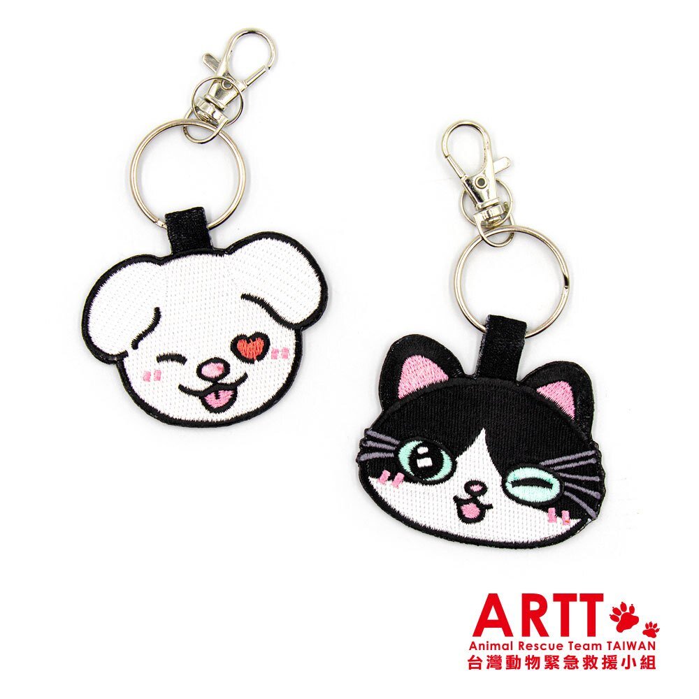 25609716843-ARTT Emma&小牛 雙面刺繡布質鑰匙圈 限量大頭款 ARTT台灣動物緊急救援小組官方授權商店 TR台灣鐵道