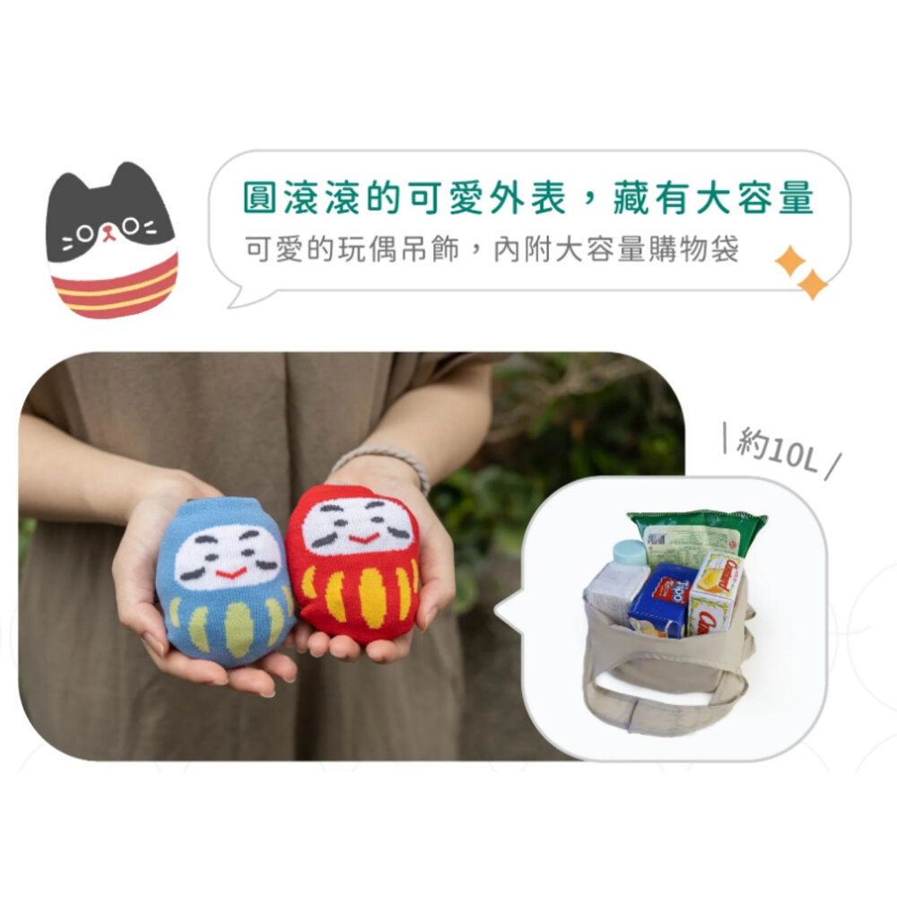 好收袋 摺疊收納袋 環保袋 購物袋 防水 造型吊飾 猴子設計 TR台灣鐵道-圖片-3