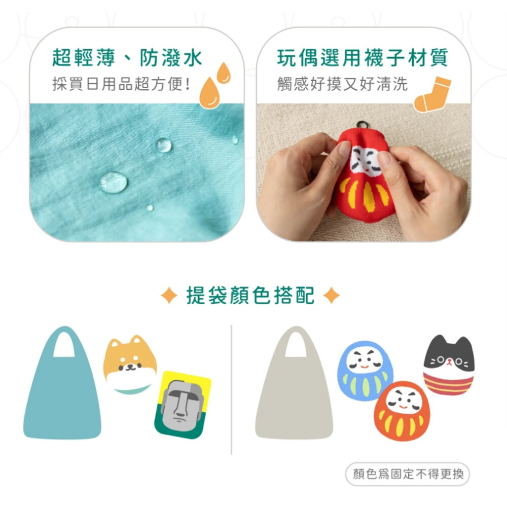 好收袋 摺疊收納袋 環保袋 購物袋 防水 造型吊飾 猴子設計 TR台灣鐵道-圖片-4