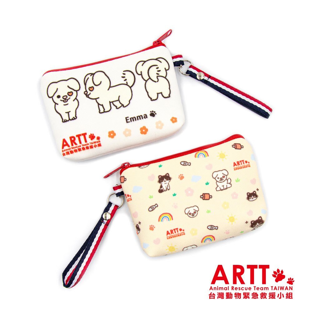 25909720718-ARTT Emma&小牛 帆布零錢包 MIT台灣製造 ARTT台灣動物緊急救援小組官方授權商店 TR台灣鐵道