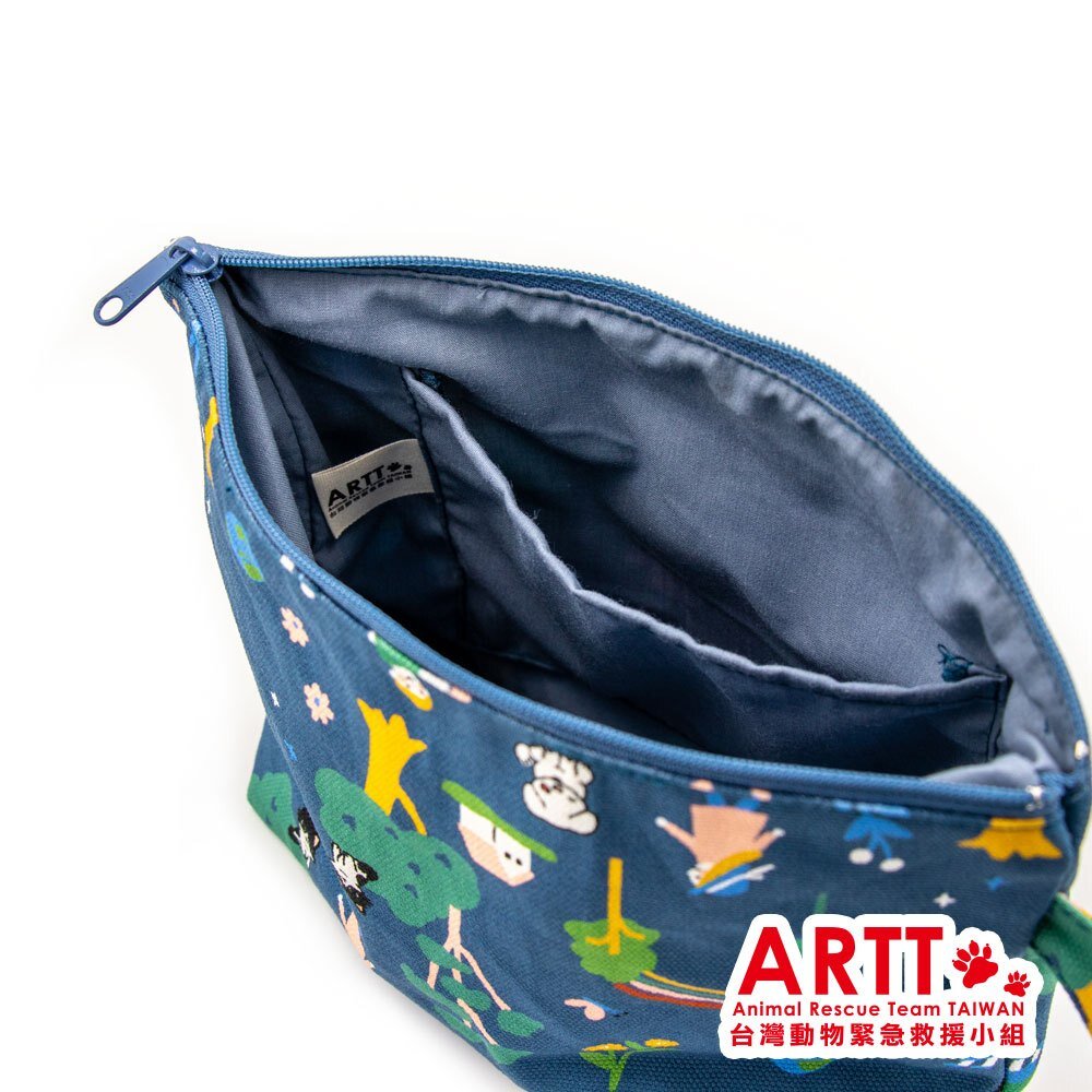 ARTT X 印花樂 inBlooom 拉鍊梯形收納包 化妝包 帆布包 ARTT台灣動物緊急救援小組 TR台灣鐵道-圖片-2