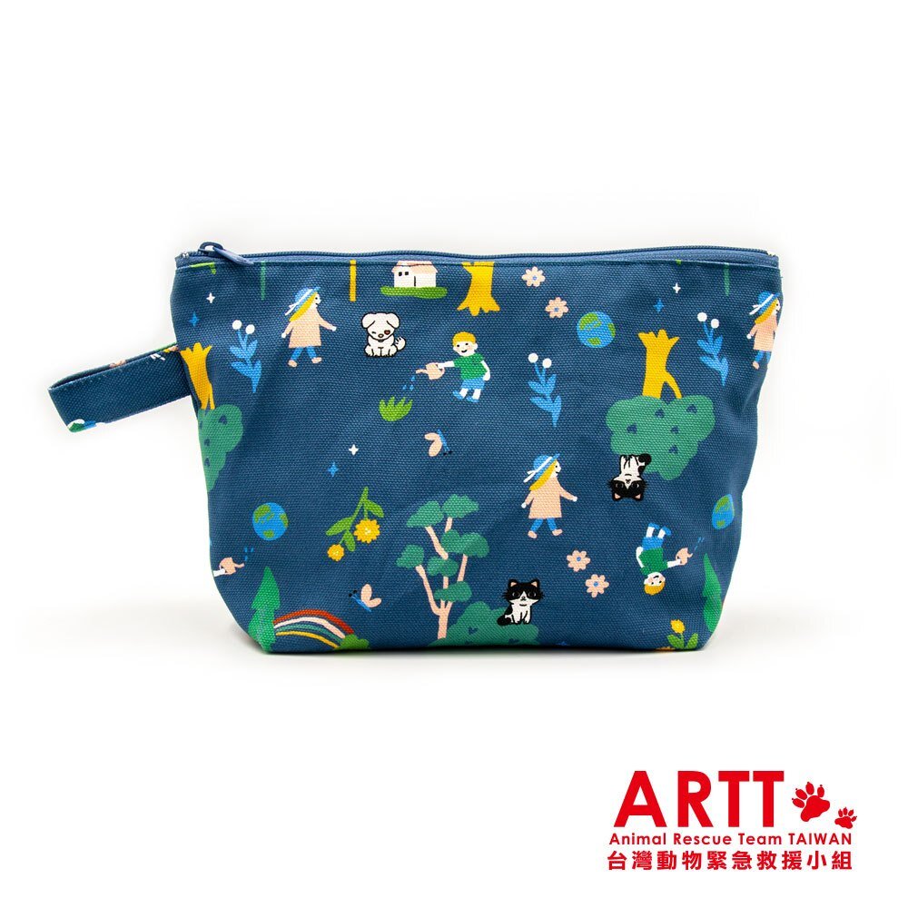 26476168314-ARTT X 印花樂 inBlooom 拉鍊梯形收納包 化妝包 帆布包 ARTT台灣動物緊急救援小組 TR台灣鐵道