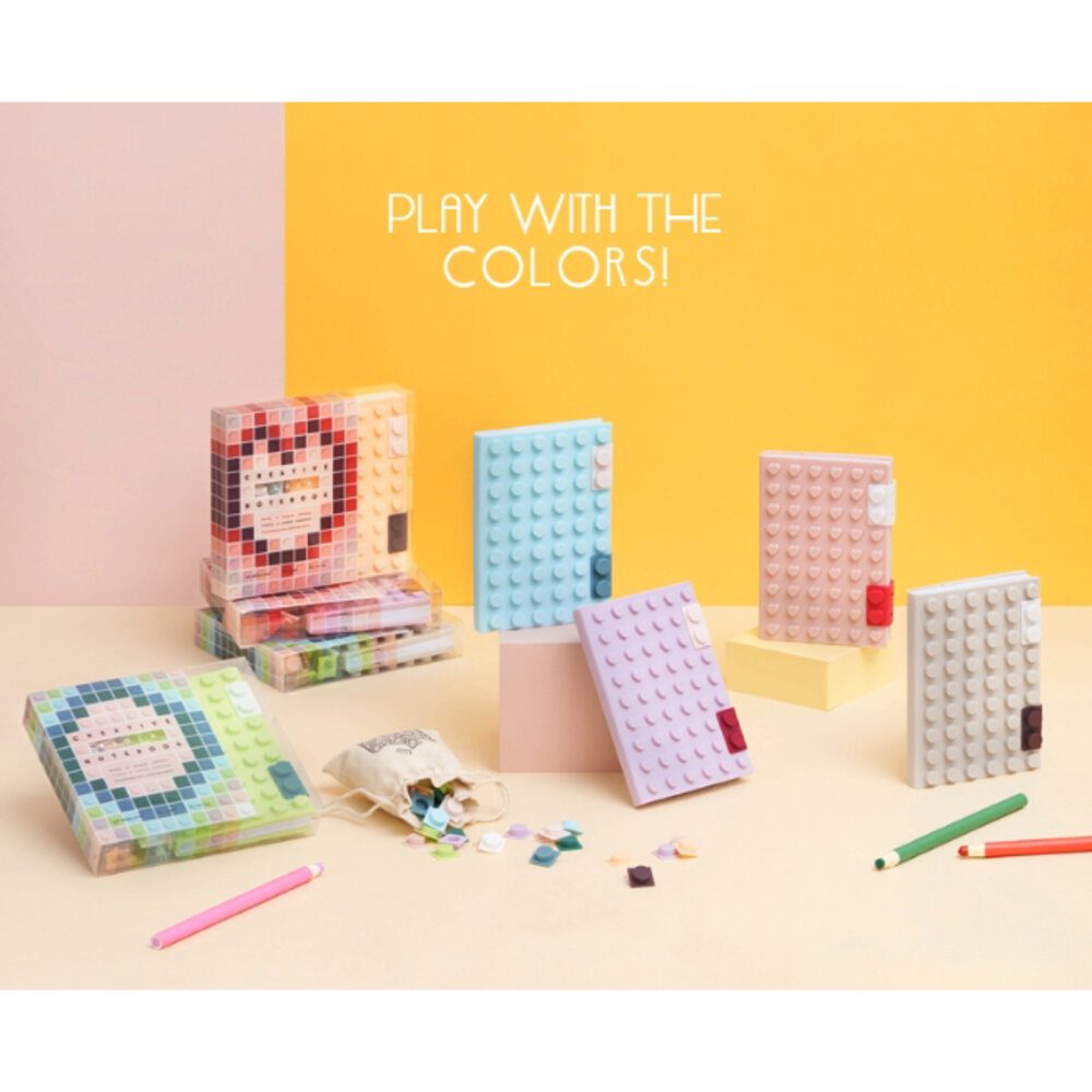 27280759522-玩色創意 積木筆記本 矽膠材質 色彩拚豆 票卡名片收納 莫藍迪色系 YouRblock微型積木 TR台灣鐵道