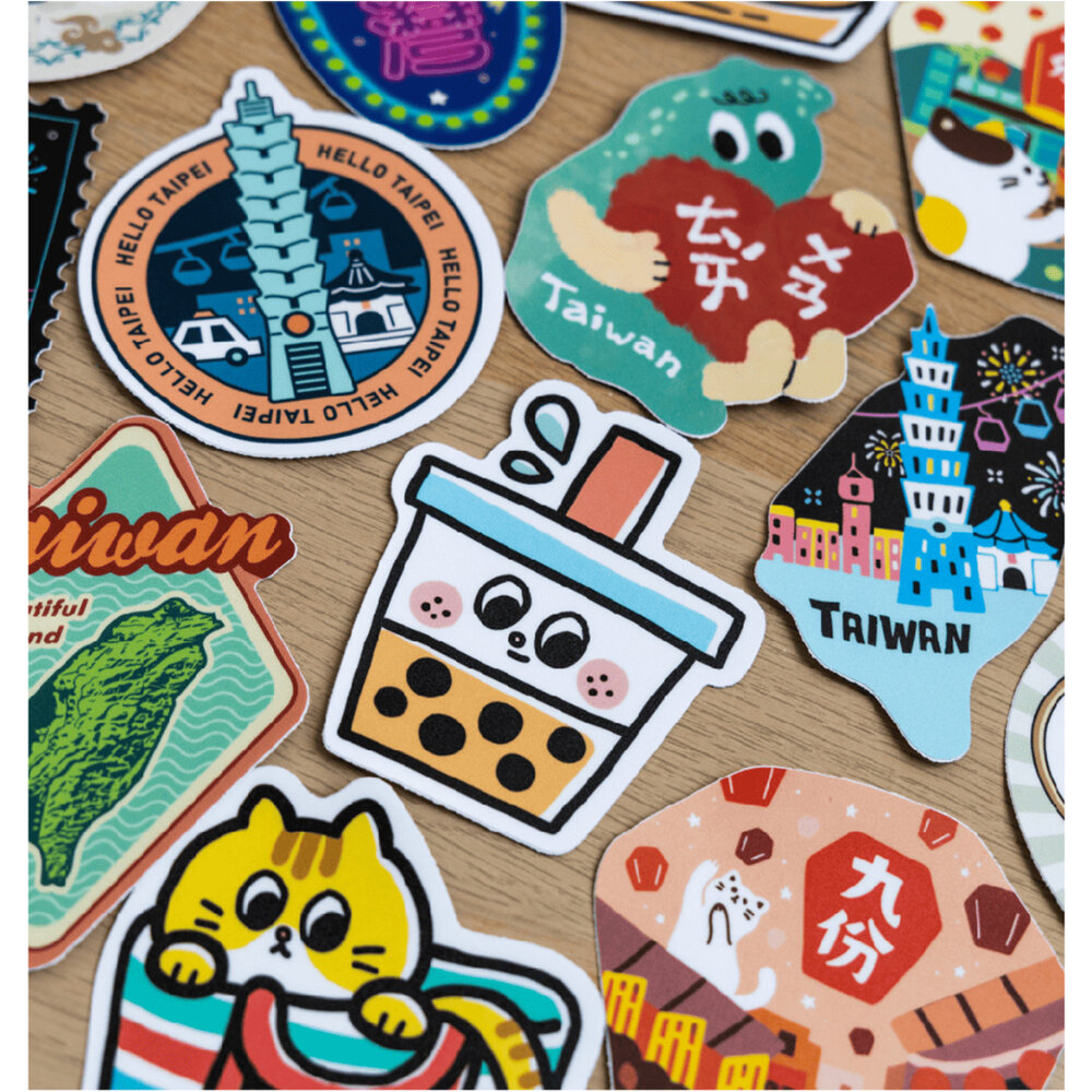 27335690029-台灣好貼紙 行李箱貼紙 裝飾貼紙 造型貼紙 台灣圖案 天燈造型 PVC防水 紀念品 猴子設計 TR台灣鐵道