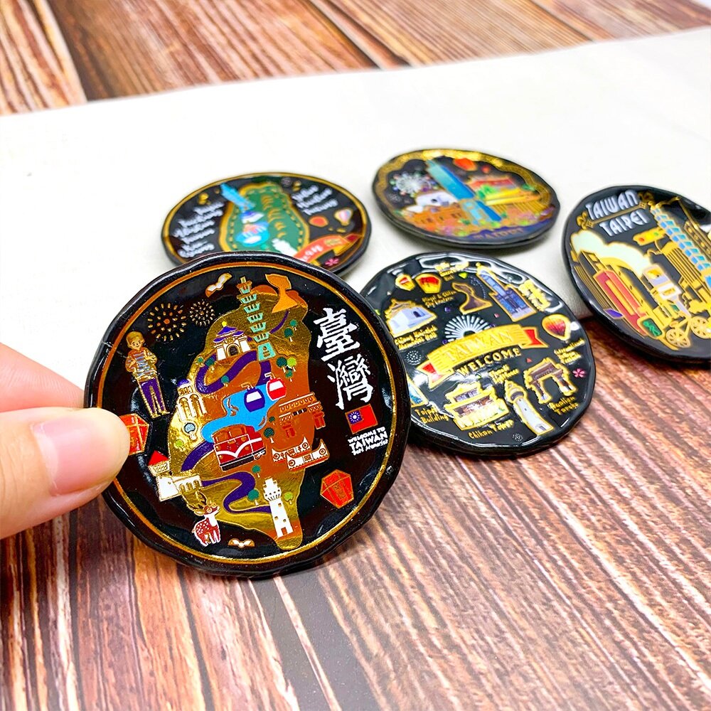 小瓷盤冰箱貼 造型冰箱貼 插畫冰箱貼 小圓盤磁鐵 台灣紀念品 新格子 TR台灣鐵道-圖片-2