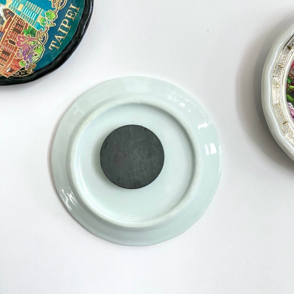 小瓷盤冰箱貼 造型冰箱貼 插畫冰箱貼 小圓盤磁鐵 台灣紀念品 新格子 TR台灣鐵道-圖片-3