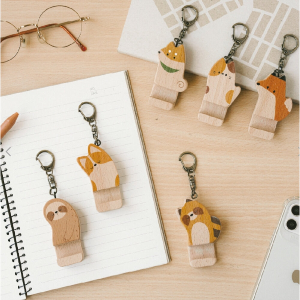 木製手機架 手機架鑰匙圈 木頭手機架吊飾 可愛動物手機架 隨型手機架 遊木時光 TR台灣鐵道-圖片-3