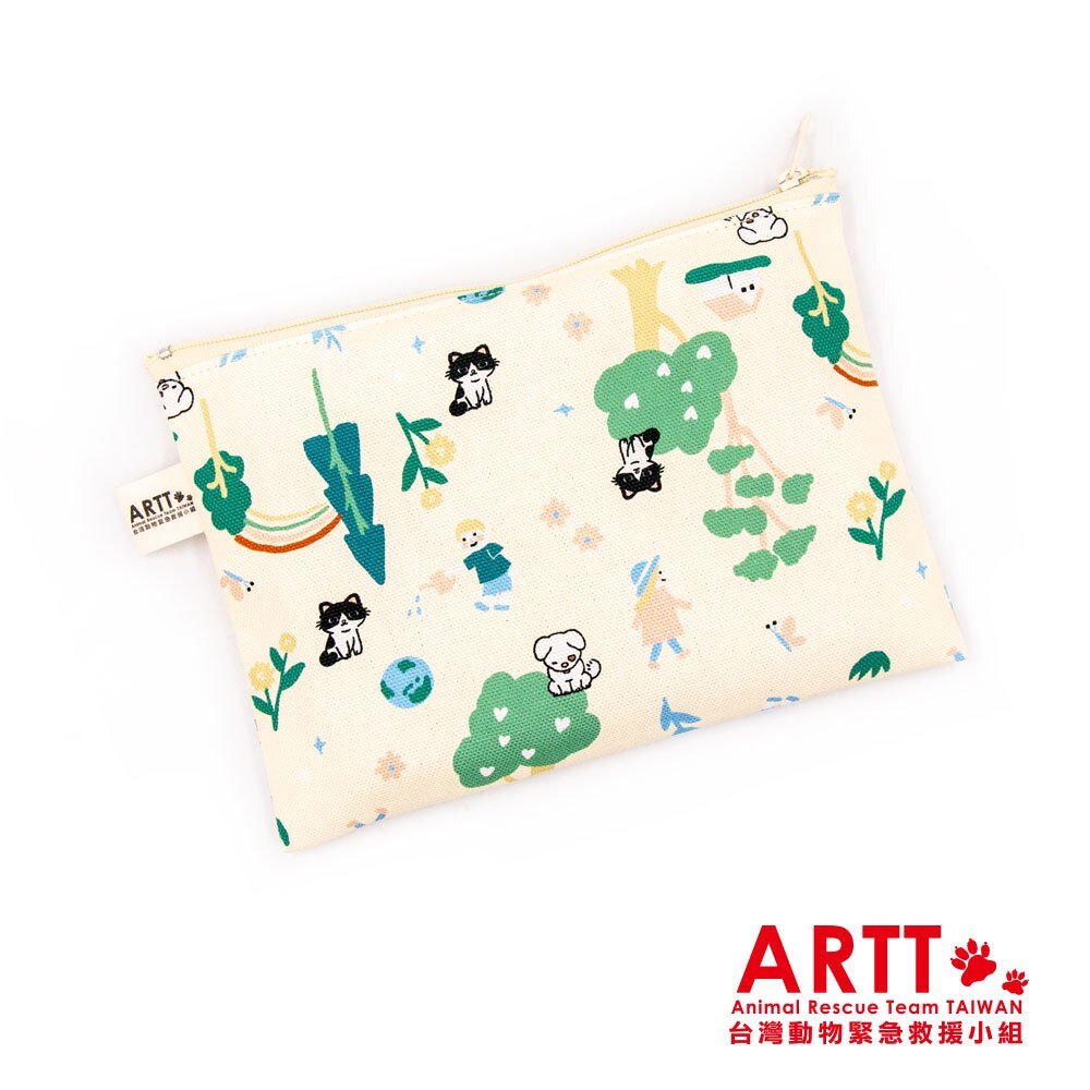 27676167415-ARTT X 印花樂 inBlooom 拉鍊文具袋 帆布袋 化妝包 隨身包 ARTT台灣動物緊急救援小組 TR台灣鐵道