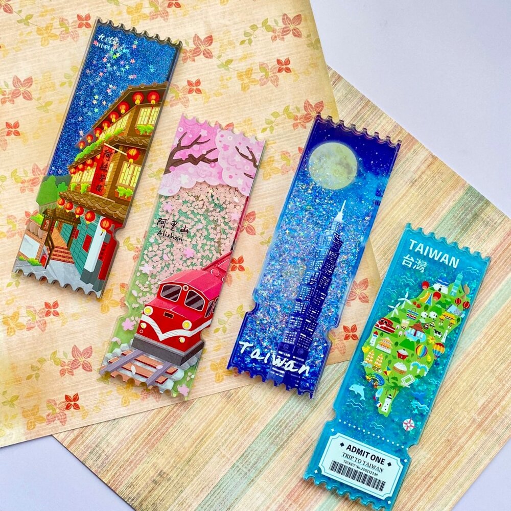 27874534263-流沙冰箱貼 創意禮品 台灣 九份 阿里山櫻花 票根造型吸鐵 新格子 TR台灣鐵道