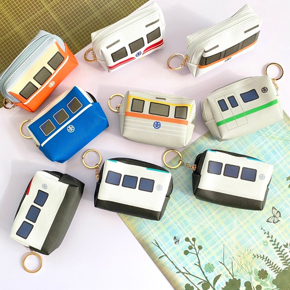 28066717108-台鐵火車零錢包 小物收納包 台鐵火車圖案 方型錢包 小巧攜帶方便 台灣火車紀念品 新格子 TR台灣鐵道