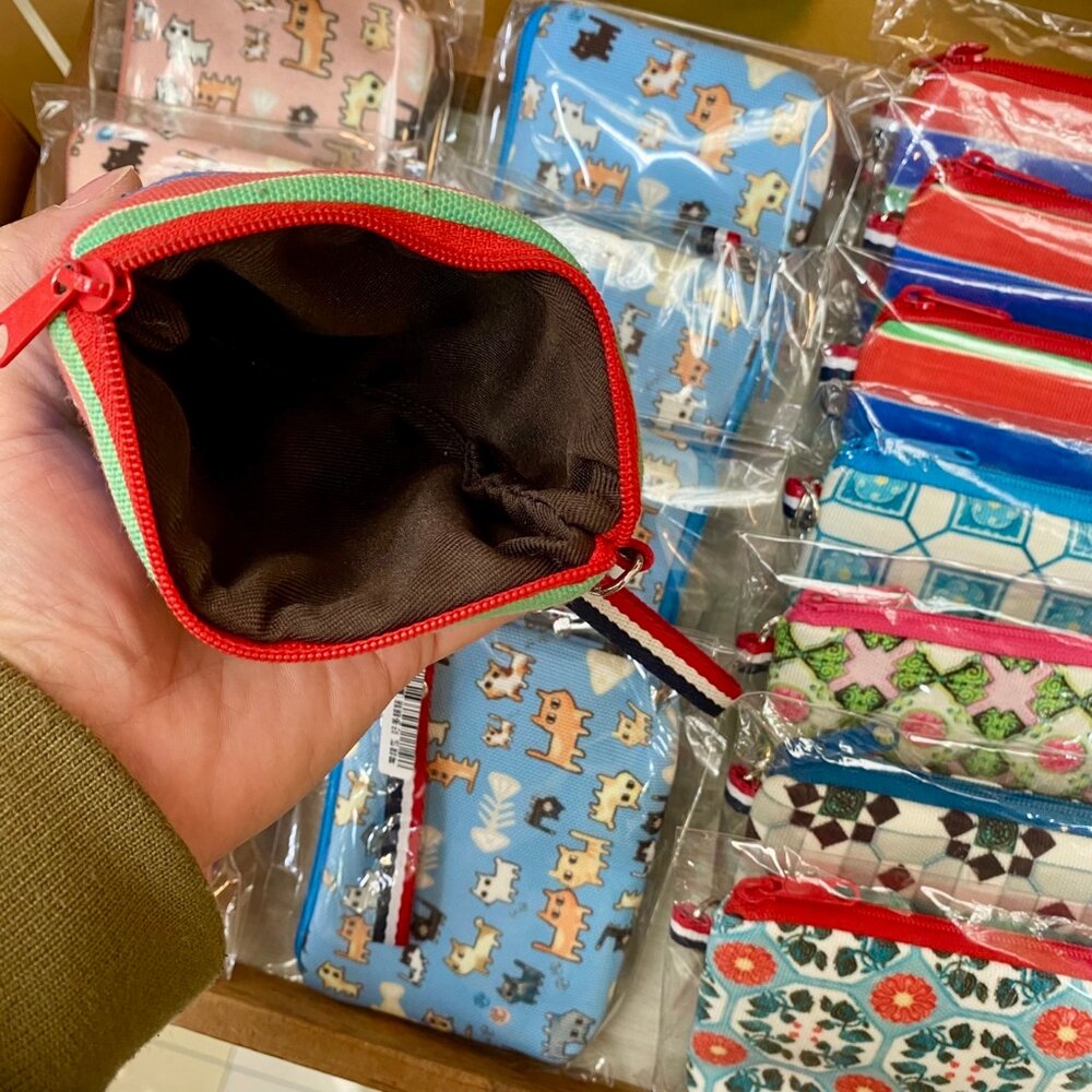 帆布零錢包 雙面圖案 茄芷袋款 好多貓貓款 復古花磚款式 MIT台灣製造 TR台灣鐵道-圖片-1