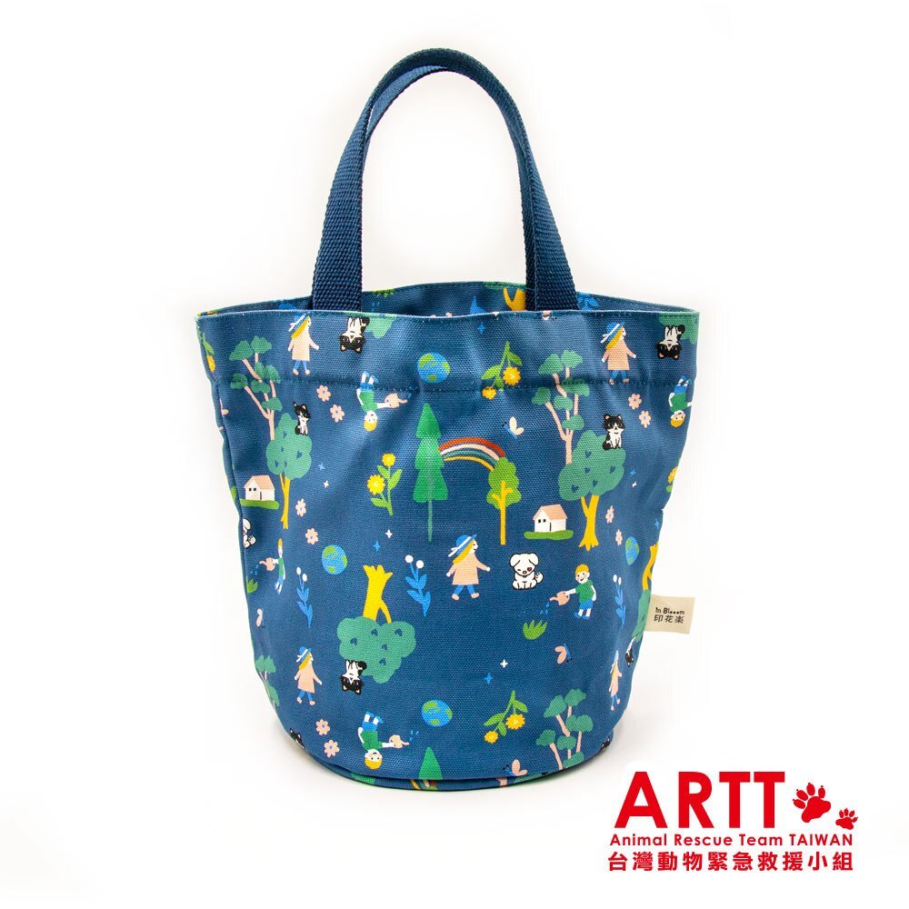 28576167954-ARTT X 印花樂 inBlooom 圓底小提袋 手提包 便當袋 帆布袋 ARTT台灣動物緊急救援小組 TR台灣鐵道