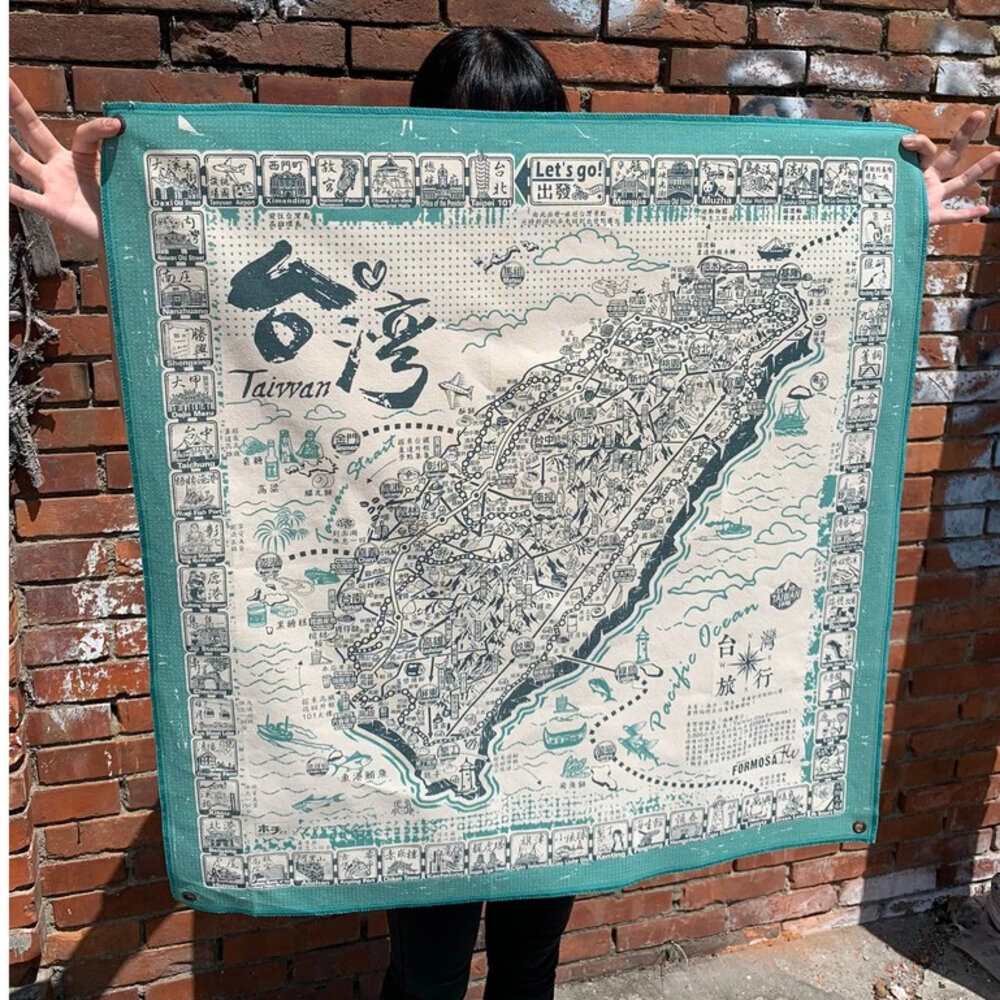 28862579663-環島旅行布地圖 厚磅帆布 打孔金屬扣 可懸掛 裝飾 送禮 台灣旅行 木子創意 TR台灣鐵道