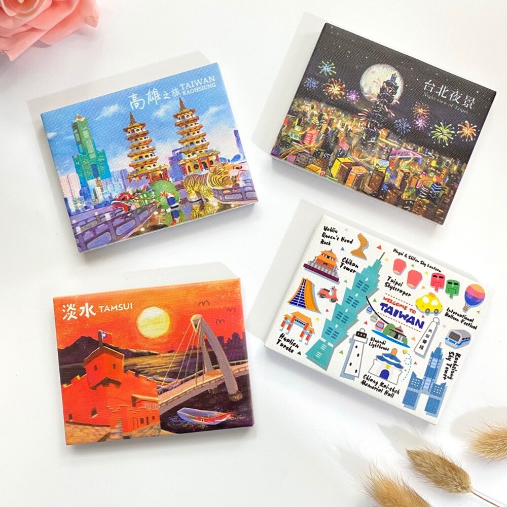 29021600728-油畫布冰箱貼 裝飾冰箱貼 畫布磁鐵 插圖冰箱貼 台灣紀念品 新格子 TR台灣鐵道