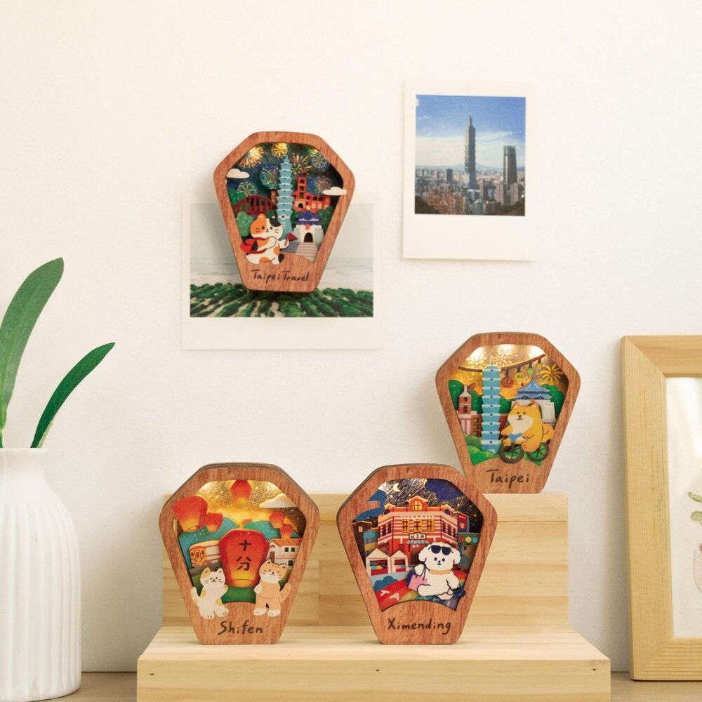 星願磁鐵燈 小夜燈裝飾 天燈造型 木製吸鐵 冰箱貼 台灣紀念品 遊木時光 TR台灣鐵道-圖片-1