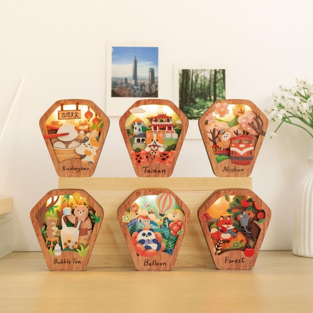 星願磁鐵燈 小夜燈裝飾 天燈造型 木製吸鐵 冰箱貼 台灣紀念品 遊木時光 TR台灣鐵道-圖片-2