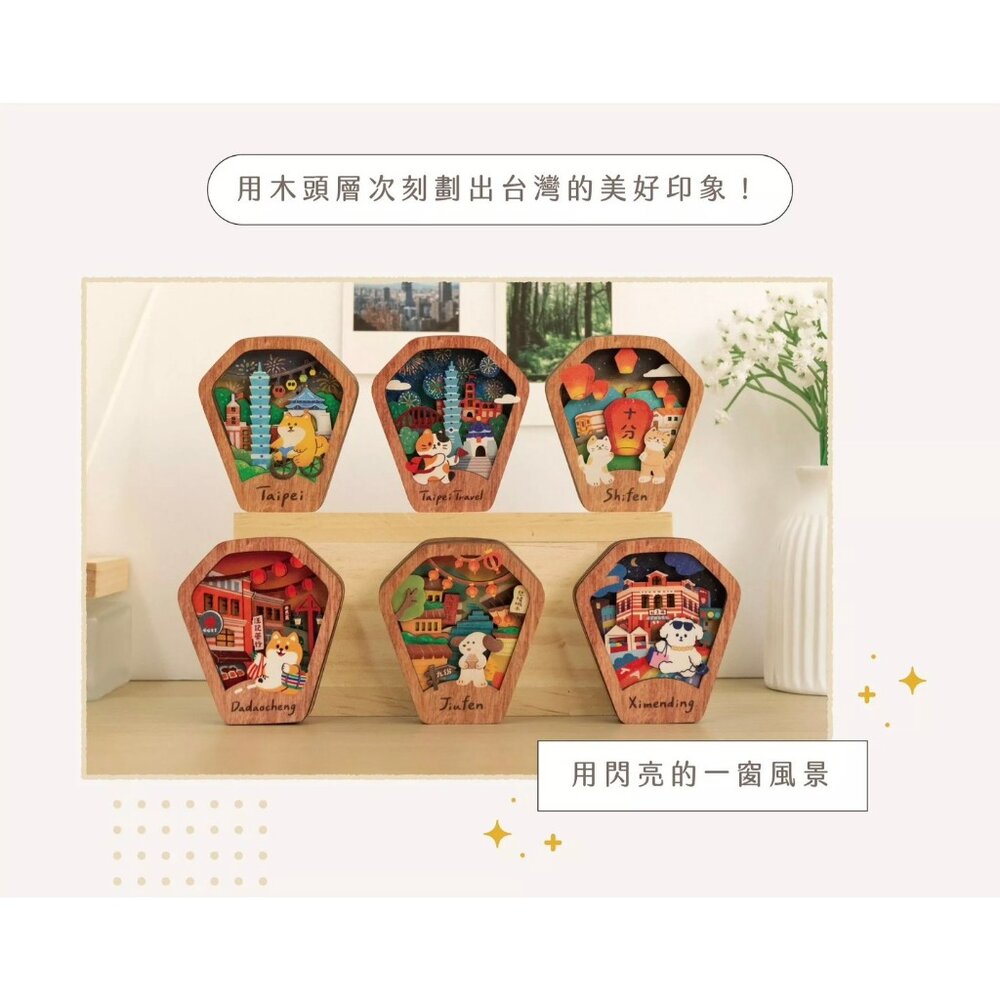 星願磁鐵燈 小夜燈裝飾 天燈造型 木製吸鐵 冰箱貼 台灣紀念品 遊木時光 TR台灣鐵道-圖片-3