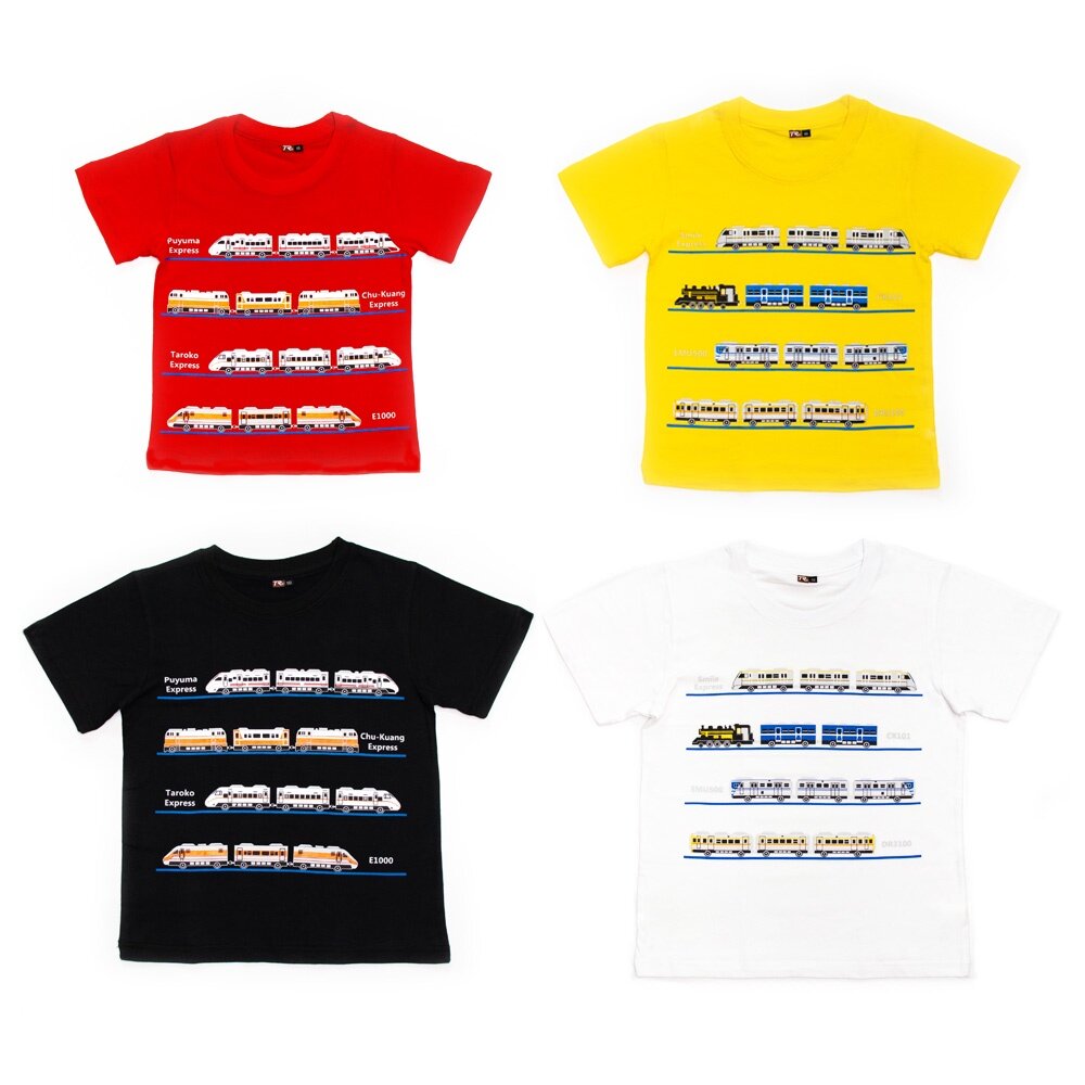 台灣火車系列 短袖T恤 親子童裝 T-shirt 100%棉 台灣製造 獨家設計 兩款四色 TR台灣鐵道-圖片-2