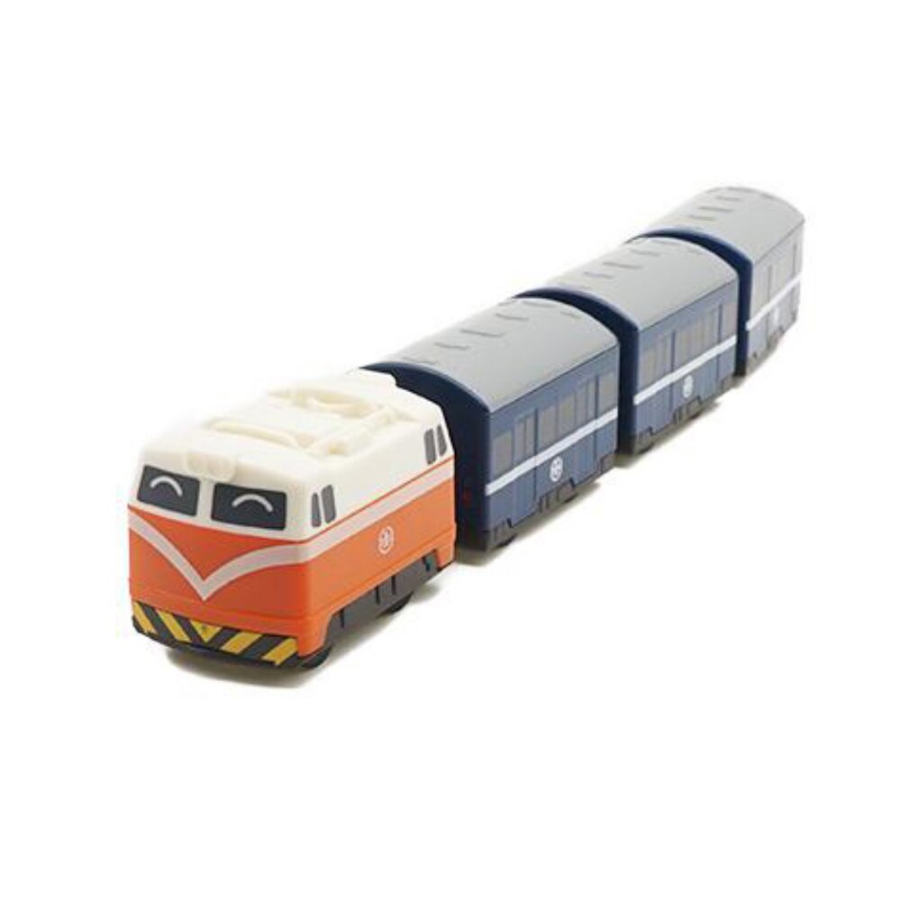 3832843094-台鐵普通列車 E200型 鐵支路4節迴力小列車 迴力車 火車玩具 壓克力盒裝 QV009T3 TR台灣鐵道