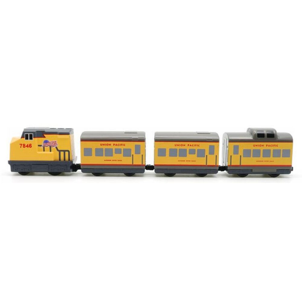 美國鐵路UNION PACIFIC 柴電機車 鐵支路4節迴力小列車 迴力車 壓克力盒裝 QV038T1 TR台灣鐵道-圖片-1