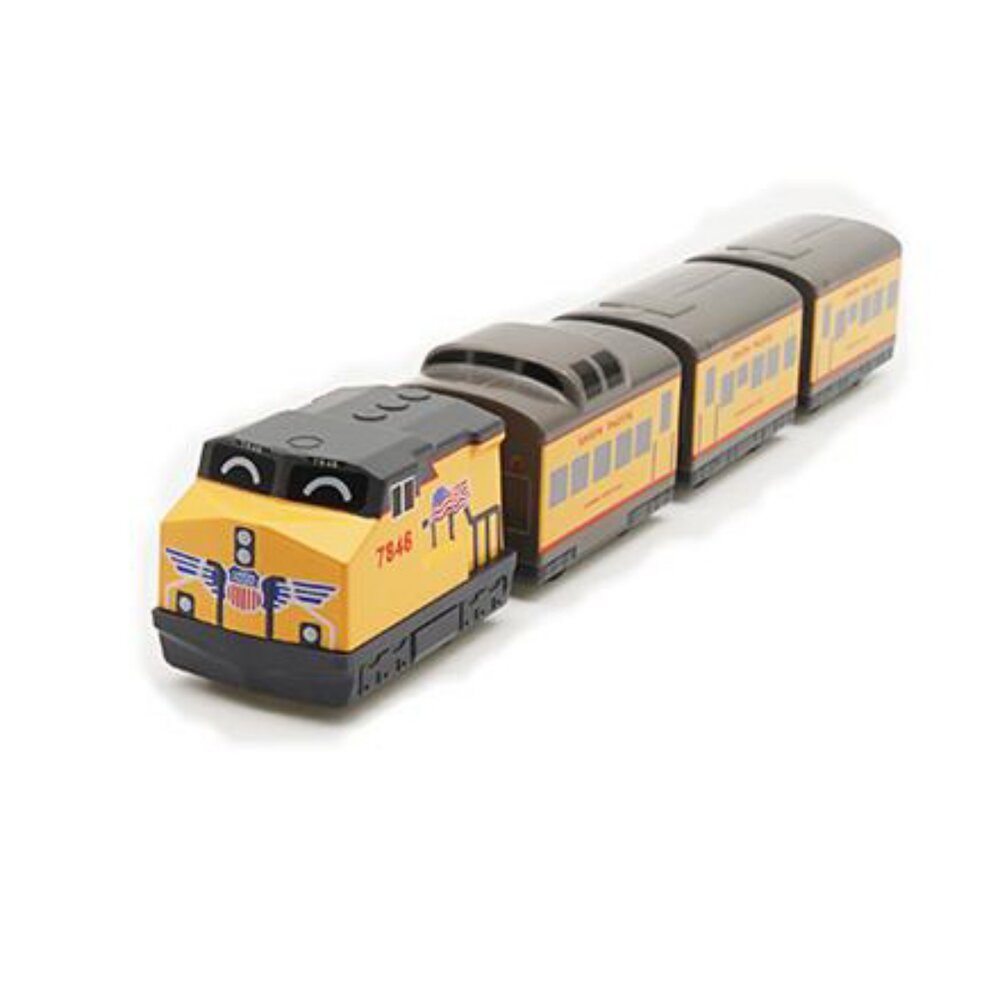 3832917891-美國鐵路UNION PACIFIC 柴電機車 鐵支路4節迴力小列車 迴力車 壓克力盒裝 QV038T1 TR台灣鐵道