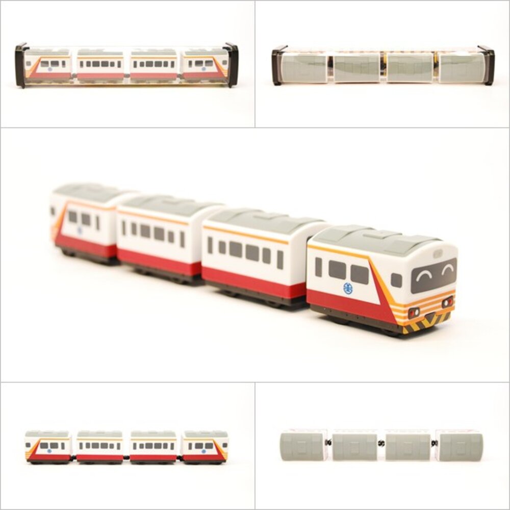 3932915594-台鐵紅斑馬號自強號列車 EMU1200型 鐵支路4節迴力小列車 迴力車 火車玩具 QV017T1 TR台灣鐵道