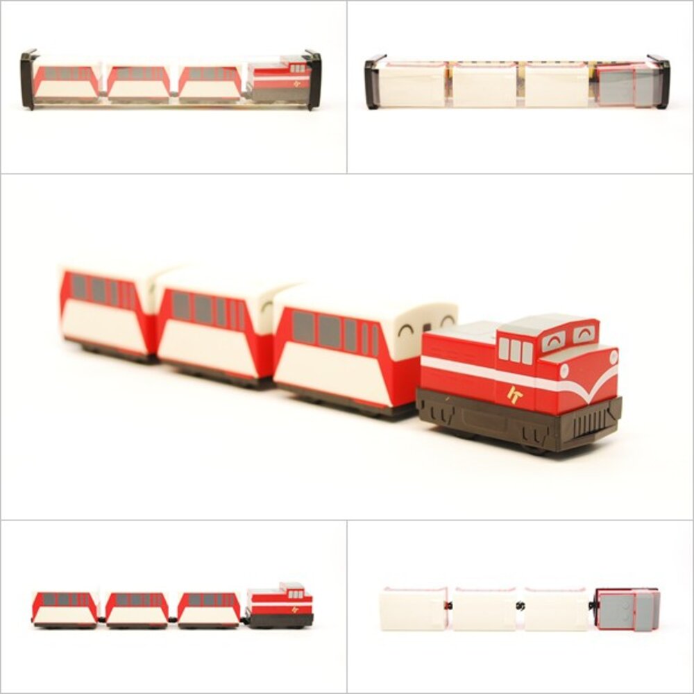 4232820044-林鐵阿里山號列車 鐵支路4節迴力小列車 迴力車 火車玩具 壓克力盒裝 QV020T1 TR台灣鐵道