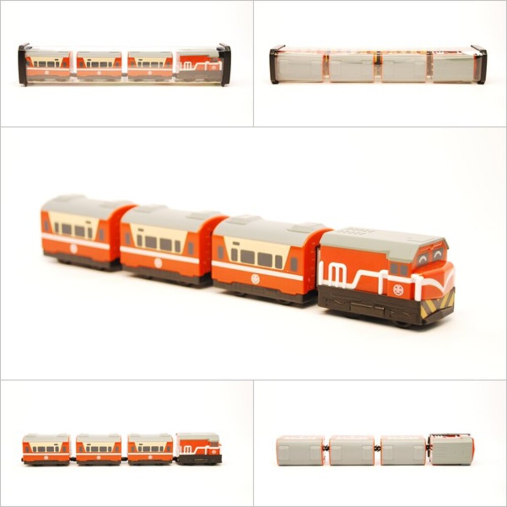 5132743937-台鐵莒光號列車 R100型(橘) 鐵支路4節迴力小列車 迴力車 火車玩具 壓克力盒裝 QV007T1 TR台灣鐵道