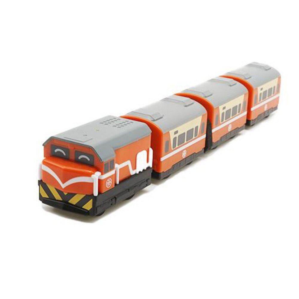 5132743937-台鐵莒光號列車 R100型(橘) 鐵支路4節迴力小列車 迴力車 火車玩具 壓克力盒裝 QV007T1 TR台灣鐵道