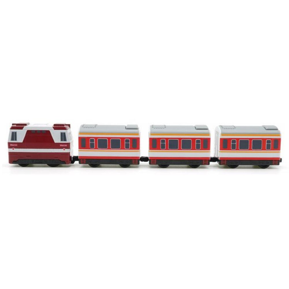 中國鐵路列車 韶山6B型電力機車 鐵支路4節迴力小列車 迴力車 火車玩具 壓克力盒裝 QV034T1 TR台灣鐵道-圖片-1