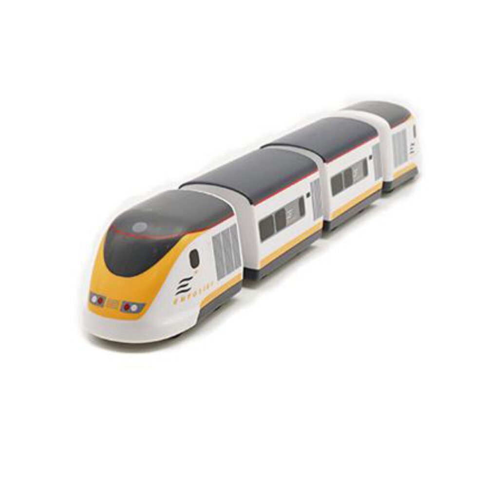 5132822355-英國高鐵EURO STAR列車 鐵支路4節迴力小列車 迴力車 火車玩具 壓克力盒裝 QV039T1 TR台灣鐵道