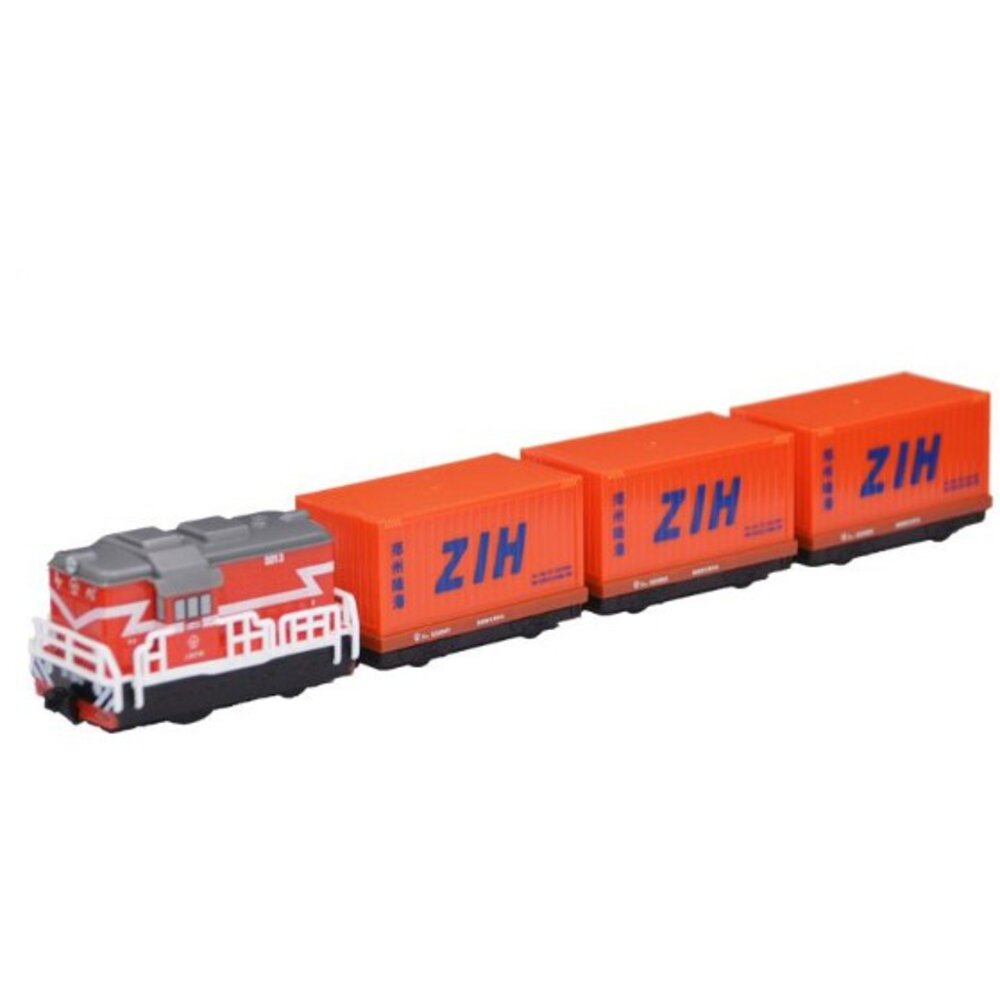 5646028444-中國鐵路中歐班列(鄭州) 東風7C型 鐵支路4節迴力小列車 迴力車 火車玩具 壓克力盒裝 QV078T1 TR台灣鐵道