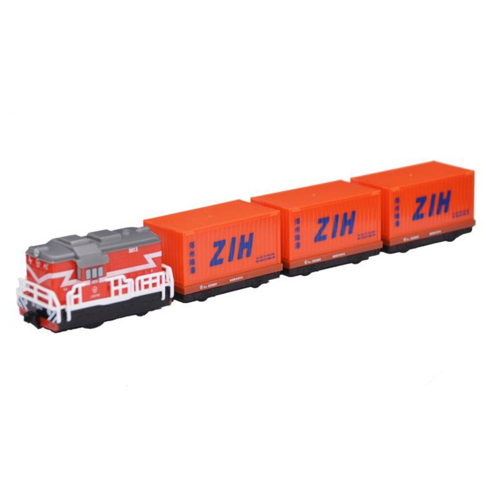 5646028444-中國鐵路中歐班列(鄭州) 東風7C型 鐵支路4節迴力小列車 迴力車 火車玩具 壓克力盒裝 QV078T1 TR台灣鐵道