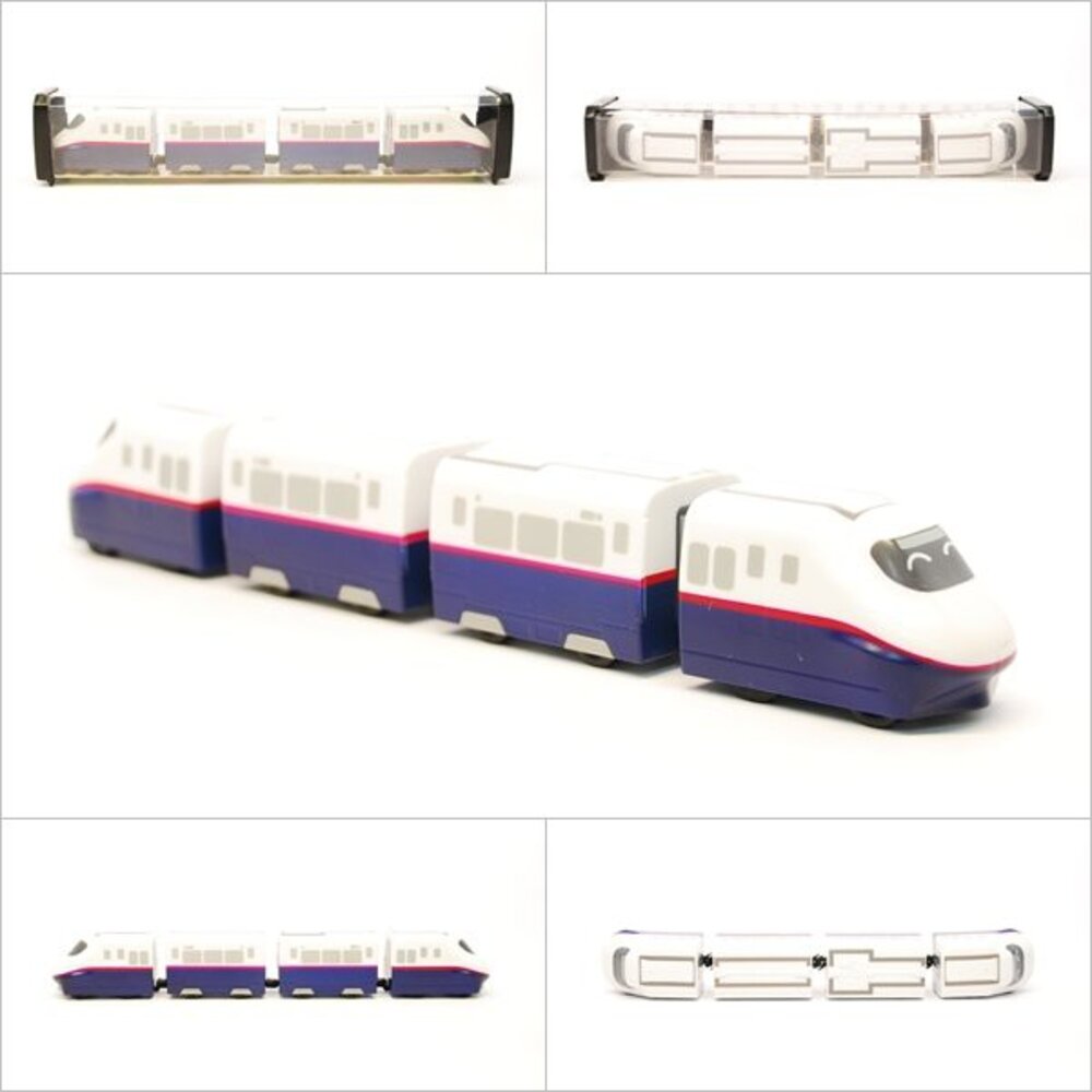 6032819080-日本新幹線列車 E2系 鐵支路4節迴力小列車 迴力車 火車玩具 壓克力盒裝 QV026T1 TR台灣鐵道