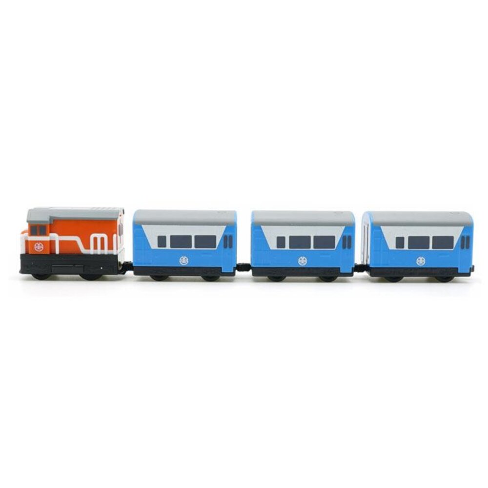 台鐵復興號列車 R100型(橘) 鐵支路4節迴力小列車 迴力車 火車玩具 壓克力盒裝 QV007T2 TR台灣鐵道-圖片-1