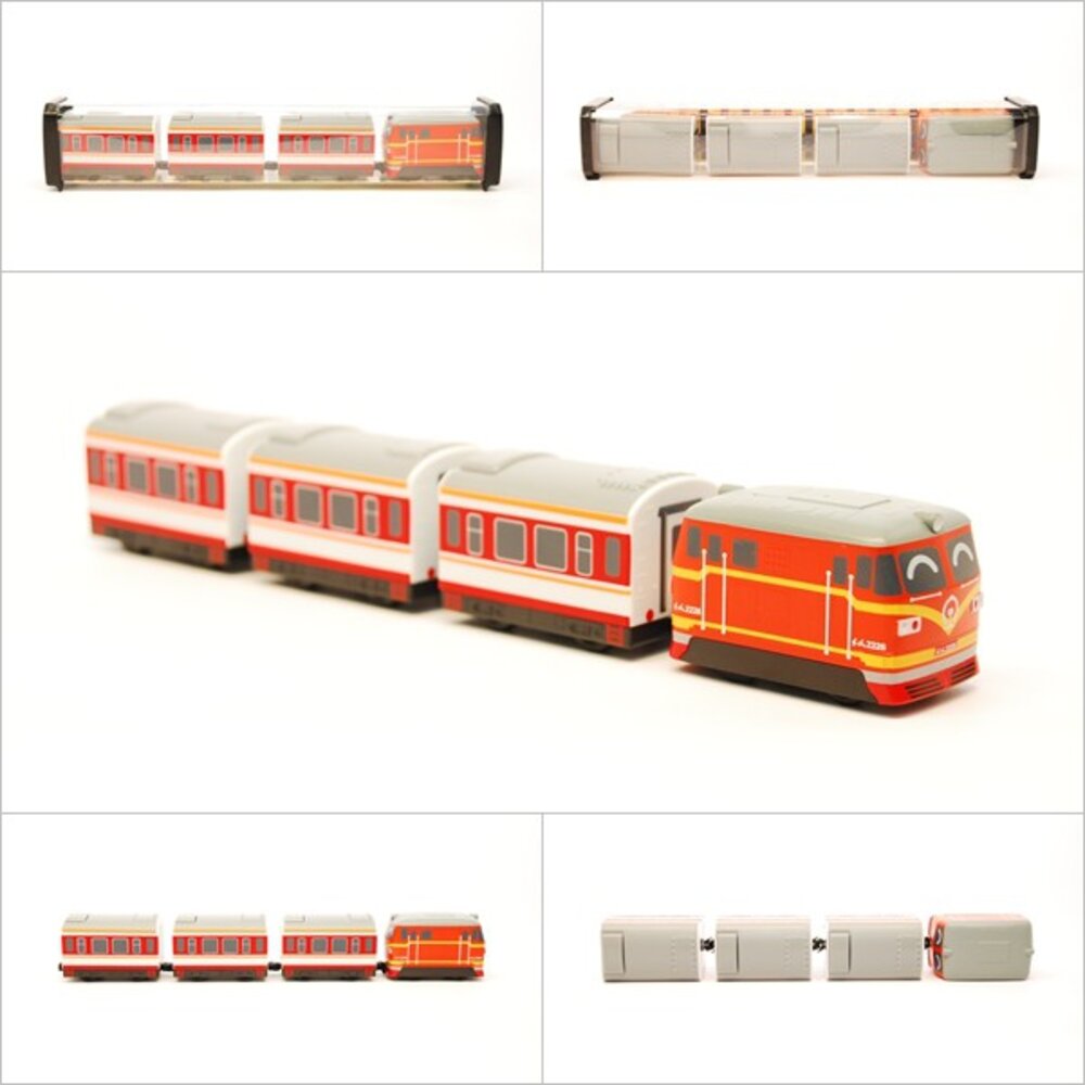 6432821789-中國鐵路列車 東風4B型 鐵支路4節迴力小列車 迴力車 火車玩具 壓克力盒裝 QV049T1 TR台灣鐵道