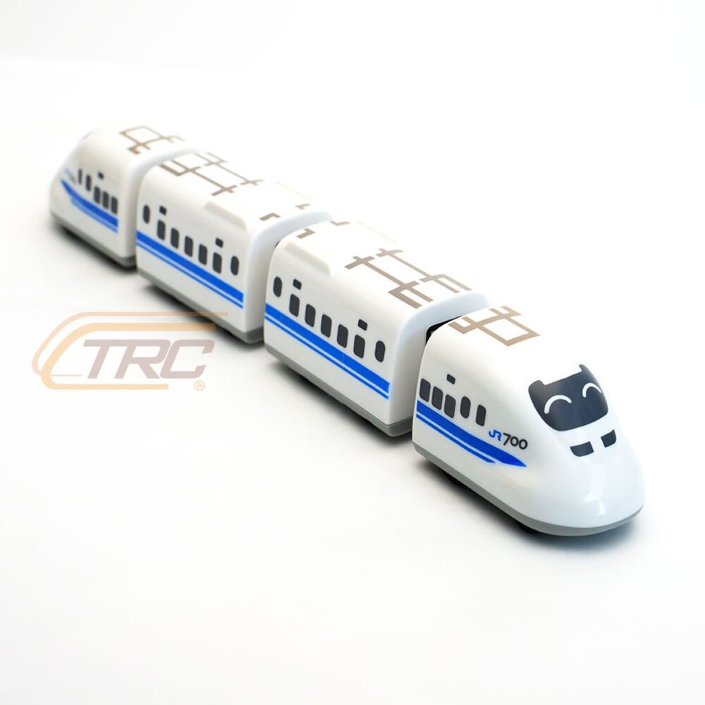 6832820011-日本新幹線列車 700系 鐵支路4節迴力小列車 迴力車 火車玩具 壓克力盒裝 QV035T1 TR台灣鐵道