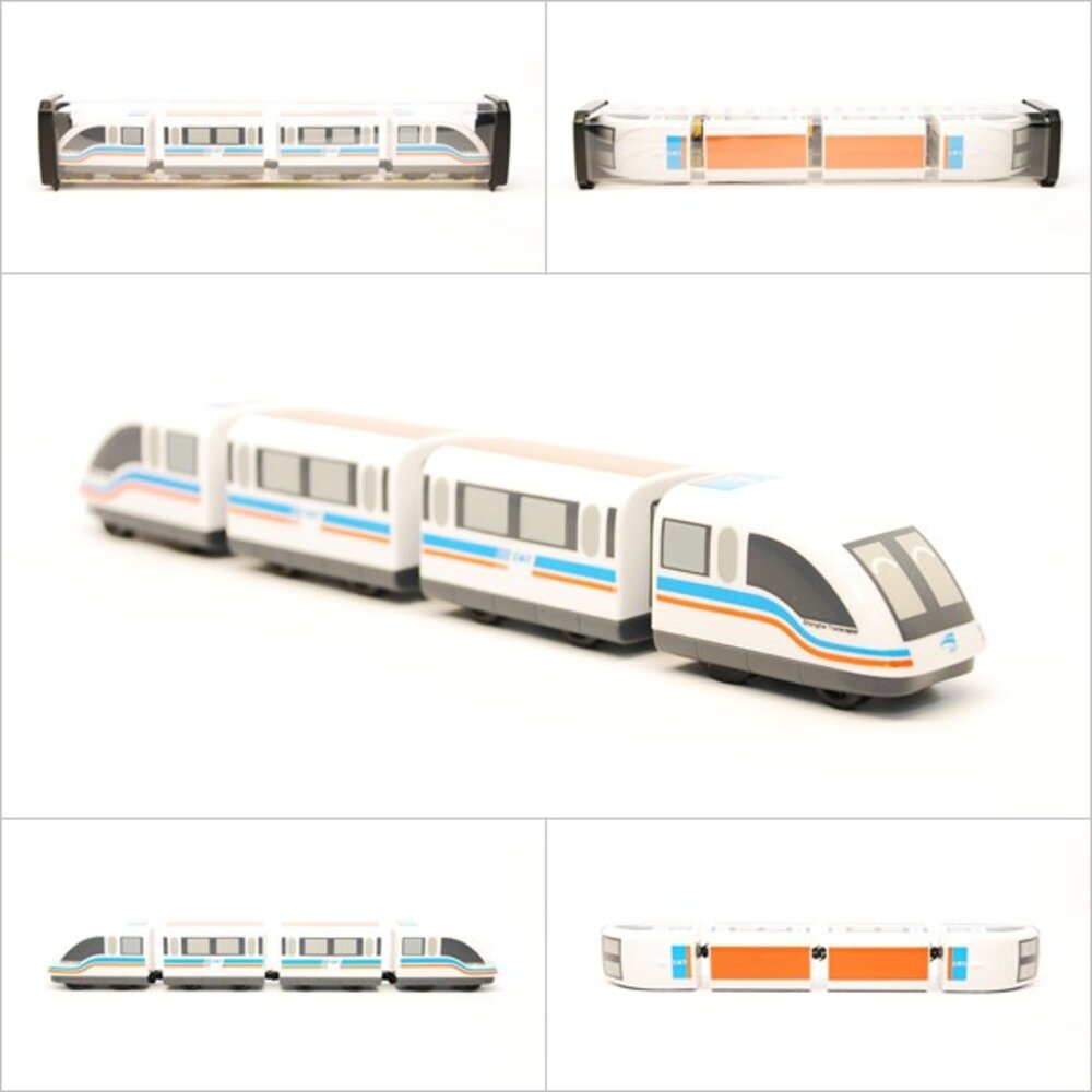 6932818774-中國上海磁浮線懸磁浮列車 鐵支路4節迴力小列車 迴力車 火車玩具 壓克力盒裝 QV021T1 TR台灣鐵道