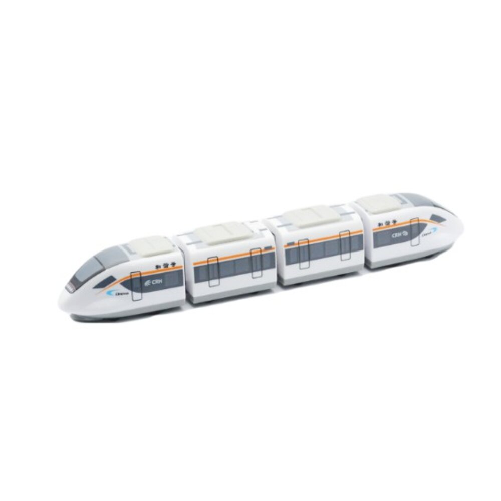 7046026195-中國高鐵和諧號列車 CRH6型 鐵支路4節迴力小列車 迴力車 火車玩具 壓克力盒裝 QV080T1 TR台灣鐵道