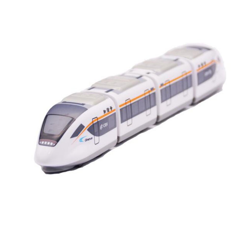 7046026195-中國高鐵和諧號列車 CRH6型 鐵支路4節迴力小列車 迴力車 火車玩具 壓克力盒裝 QV080T1 TR台灣鐵道