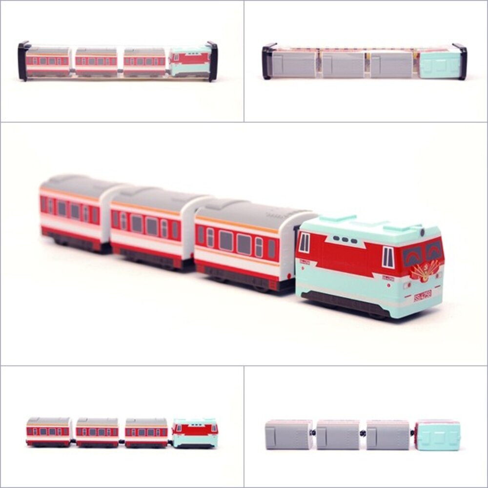 7432819831-中國鐵路先鋒號列車 韶山3型電力機車 鐵支路4節迴力小列車 迴力車 火車玩具 壓克力盒裝 QV032T1 TR台灣鐵道